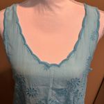 Johnny Was  Aqua Blue Embroidered Eyelet Tank Tunic Size M Boho Resort Wear Photo 3