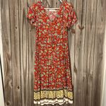Prairie style fall dress small floral print short sleeved dress v Photo 1