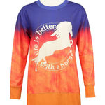 LuLaRoe  Hannah Sweatshirt‎ Womens XS Tie Dye Horse Graphic Pullover Casual Photo 0