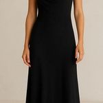 EXPRESS Black Tie-Strap Maxi Dress Size Small Adjustable and Stretchy Photo 0