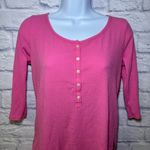 Hollister  Y2k Medium Pink Henley Stretch ButtonUp Top layering preppy Photo 0