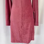 Dual Nature New  Keyhole Rib Velour Dress Mock Neck Long Sleeve Mini Mauve Small Photo 3