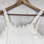 Y2K Lace Trim Womens Tank Top Medium Ribbed Stretch Coquette Preppy Retro Soft White Photo 2