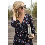 Lush Clothing LUSH Flowy Abstract print Long sleeve Mini dress Black Multicolor Sz S LIKE NEW Photo 1