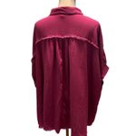 Umgee Linen Blend Top SZ M Women Raw Frayed Hem Fuchsia Boho Beach Lagenlook Photo 4