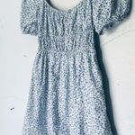 Elodie Blue and White Puff Sleeve Sundress Photo 3