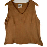 Flax Linen Sleeveless V Neck Top Women's Medium Herringbone Earth Tone Casual Photo 0