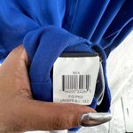 BCBGMAXAZRIA  Womens Tops Size XS Blue Crepe‎ Roll-Tab Sleeve Tunic Button Front Photo 7