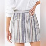 Anthropologie Altar'd State Asymmetrical Button Front Striped Retro Mini Skirt Slit Pockets Photo 1