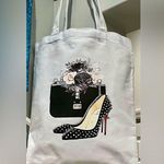 Brand New No/Tags White Canvas Bag & Shoes Print Tote Bag Size OS Photo 0