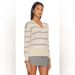Heartloom Striped V-Neck Wrap Sweater - Cream with blue stripes Photo 1