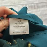 NWT O.P.T. Green gold mock neck smocked waist tiered dress size medium Photo 4