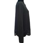 Loft  Black Ribbed Boat Neck Top Medium NWT Lace Trim Whimsigoth Boho Chic Photo 1