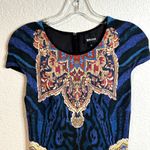 Just Cavalli  Geometric Mini Dress Womens Size Medium Blue Black Motif Photo 10