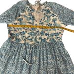 House of Harlow 1960 Boho Mini Dress Floral Long Sleeve Ruffle Tie Tassels Sz M Blue Size M Photo 6