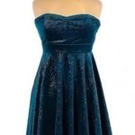 Free People  Turquoise Shatter Shine Velvet Tube Sparkle Strapless Dress Size M Photo 3