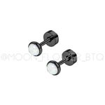 Tiny Black Stainless Steel Opal Flat Back Earrings Photo 1