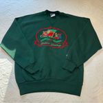 Bike Vintage Embroidered Christmas Crewneck Sweatshirt. Size: Large. Dark Green. Green Photo 0