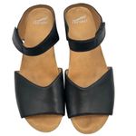 Dansko  Tracy Black Leather Peep Toe Wedge Sandals Clogs Women's Size 41 / 9 Photo 1
