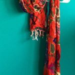 Orange Floral Designer Fringe Scarf Blue Photo 0