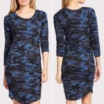 Side Ruched Sweatshirt Dress in Blue & Black Camo Sundry 2 | Size Medium Photo 3