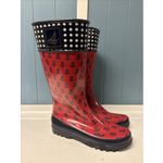 Womens Sperry Top Sider Waterproof‎ Rubber Rain Boots Pelican Red/Anchor/Navy 8 Red Photo 5