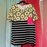 Simply Southern  Sunflower and Striped T-Shirt with Pink Pocket Photo 0