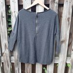 ZARA  Grey Top Back Zip Faux Leather Trim Dolman Bat Sleeve Size S Photo 2