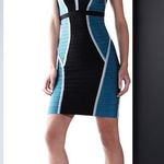 Herve Leger Eyvette deep teal colorblock halter-neck bandage dress size M medium Photo 19