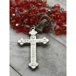 Vintage Italian Glass Bead Rosary, Italy Catholic Prayer Beads, Silver Crucifix Red Photo 4