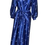 LORRAINE Blue Robe Hollywood Glam Floral Belted Vintage Retro VINTAGE Size M Photo 0