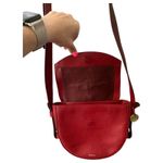 Skagen Burgundy Red Leather Suede Crossbody Purse Handbag Bag Photo 3