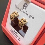 House of Harlow 1960 | Leopard Print Hoop Earrings Black Photo 2