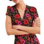 Rolla’s Cleo Rambling Floral Mini Wrap Dress size medium Black Red Pink Flowers Photo 2