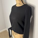 Madewell  Side Tie Crop Top Black Size XS Long Sleeve Crew Neutral Preppy Casual Photo 2