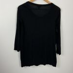 Talbots  Black Silk Blend Sewn Flower Cardigan Women Petite 1XP Photo 2