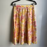 Vintage Pleated Floral Midi Skirt Russ New Attitude ILGWU Yellow Pink 26" Small Photo 2
