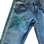 Vintage Y2K Lace Embroidered & Beaded Flare Denim Jeans <3 Sz 5n 28" waist Blue Photo 3
