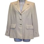 Kasper 8P Petite Cream 3 Button Silver Accent Work Office Blazer Jacket Seamed Photo 0