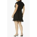 Adrienne  Papell Dress 16‎ Black Mock Neck Flutter Cap Sleeve Sheath Chiffon NWT Photo 1