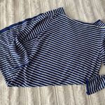 J. McLaughlin  Blue White Striped Knee Length 3/4 Sleeve Dress XS Square Neck Photo 0
