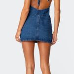Edikted Halter Denim Dress Photo 3