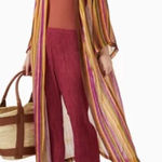 NEW Savannah Morrow Alessandra Robe in Linen Multi Color Stripe Size XS / S Purple Photo 0