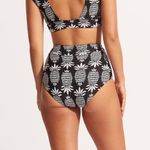 Seafolly New Corsica Black White Pineapple High Waisted Bikini Swim Bottom 8 Photo 6