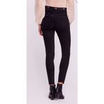 Free People  Womens Fringe Hem Solid Cotton Blend Skinny Jeans Black‎ Size 26 NWT Photo 3