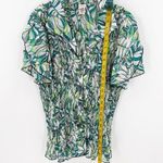 Covington Vintage Y2K  Green Retro Printed Button Front Crinkle Blouse Size XL Photo 5