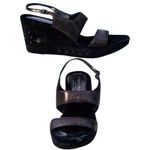 Donald Pliner  Metallic Leather Platform Wedge Shoe Suede Embroidery $275 NIB Photo 1