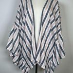 Laurie Felt Linen Blend Open Front Cardigan Flutter Sleeve Women’s Size M/L Blue Photo 0