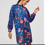 Loft Wildflower Satin Shift Dress Blue Pink Floral XS Photo 4