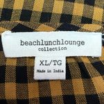 BeachLunchLounge  Yellow Gingham Check Long Sleeve Ruffle Button Up Mini Dress XL Photo 3